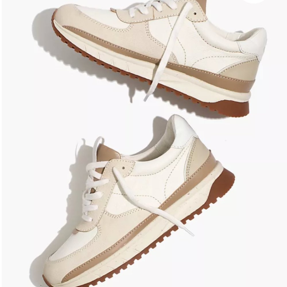 Kickoff Trainer Sneakers in Neutral Colorblock Leather
